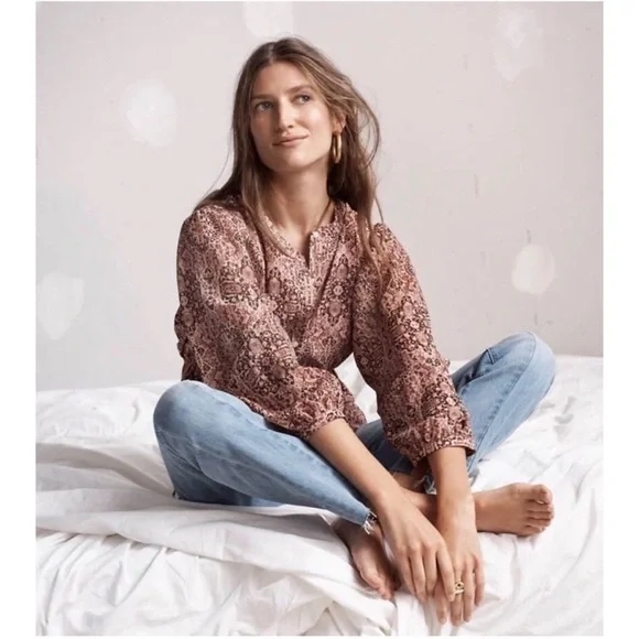 NWT MADEWELL Drawstring Top in Kaleidoscope Print Size XS - Picture 1 of 10